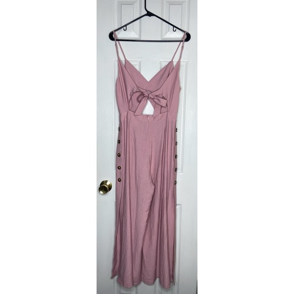 Lulu’s Imagine That Mauve Pink Tie-Back Cutout Culotte Jumpsuit Size Medium - Picture 4 of 7